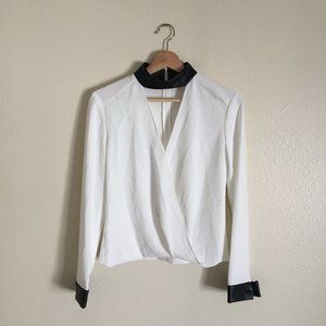 Exclusive for Intermix Strom Leather-Like Detail Blouse Size P
